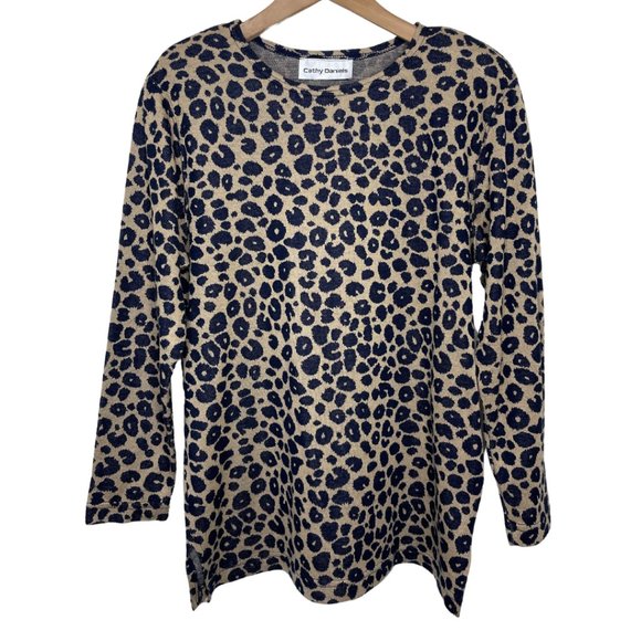 CATHY DANIELS | Leopard Print Sweater With Light Shoulder Pads | Size S - Picture 1 of 10